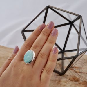 Bague Argent Amazonite Ovale moyen