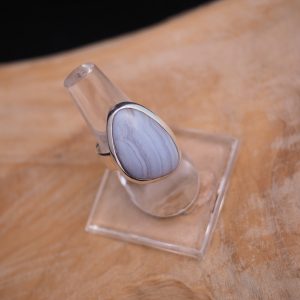 Bague Argent Calcédoine Triangle