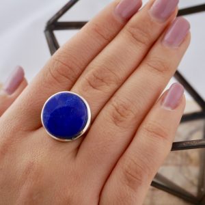 Bague Argent Lapis Lazuli Grosse Ronde