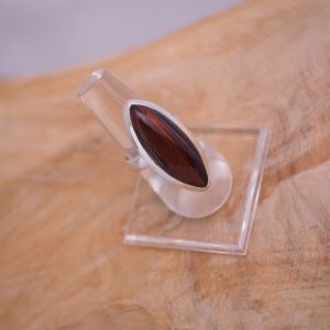 Bague Argent Œil de Taureau Navette