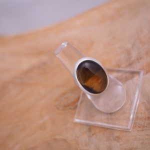 Bague Argent Œil de Tigre Ovale ronde