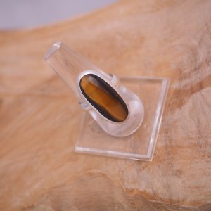 Bague Argent Œil de Tigre Ovale Allongé