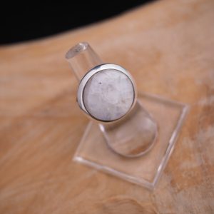 Bague Argent Pierre de Lune Grosse Ronde