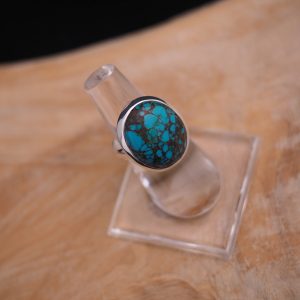 Bague Argent Turquoise Ovale Arrondi