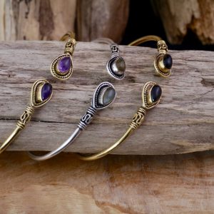 Bracelet Jonc Fantaisie avec 2 Pierres Goutte (904)