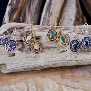 Boucles d'Oreille Fantaisie Ovale avec Pierre (227)