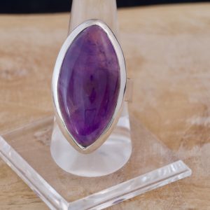 Bague Argent Améthyste Grosse Navette