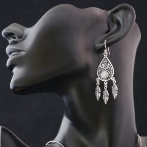 Boucle d'oreilles Fantaisie Goutte et plumes (292)