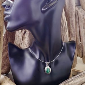 Pendentif Argent Malachite Ethnique (FP-PArgMal2)