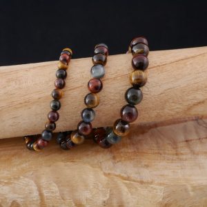 Bracelet perles Protection (Oeil de Tigre, Faucon, Taureau)