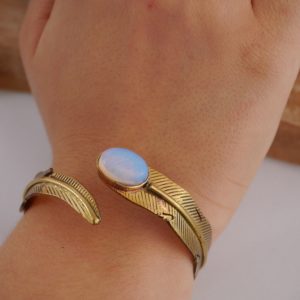 Bracelet Fantaisie Plume avec Pierre (915)