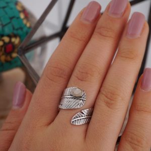 Bague Fantaisie Plume avec Pierre (790)