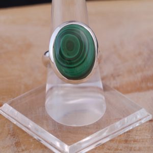 Bague Argent Malachite Petit Ovale