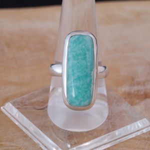 Bague Argent Amazonite Rectangle Long