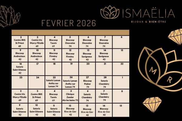 Planning d'expo vente pour le mois de février à début mars 2026