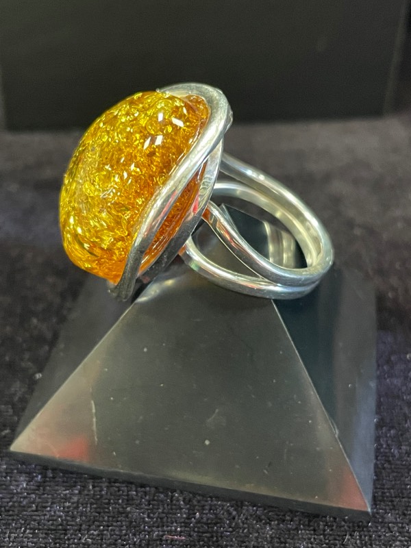 Bague argent et ambre jaune 248 – Image 2