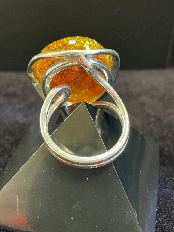 Bague argent et ambre jaune 248 – Image 4