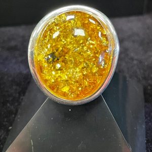 Bague argent et ambre jaune 248