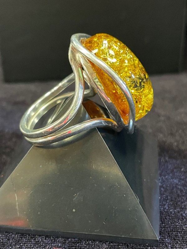 Bague argent et ambre jaune 248 – Image 3
