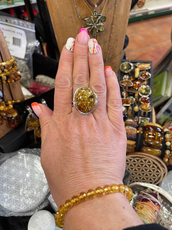 Bague argent et ambre jaune 248 – Image 5