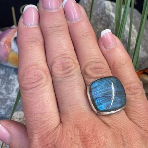 Bague argent et Labradorite Gros Carré