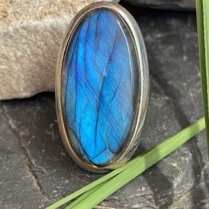 Bague argent et labradorite grand oval